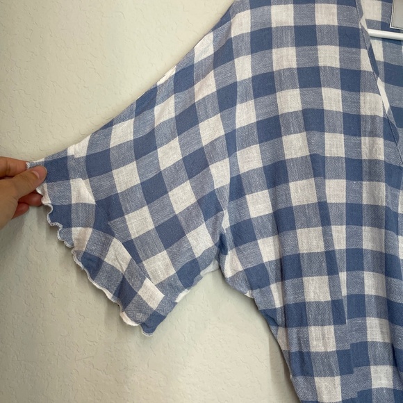 Rails Athena Periwinkle Gingham Wrap Top Women's Size S Linen Blend Crop - Picture 3 of 10